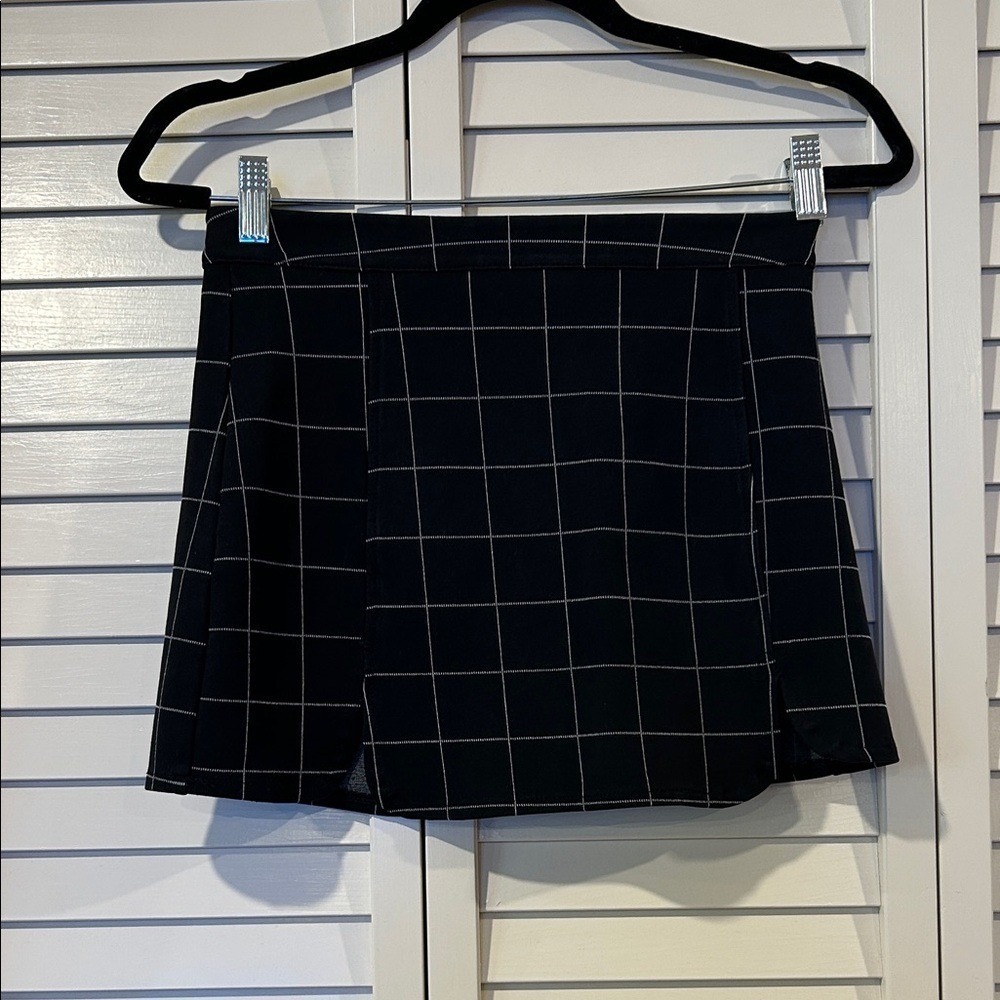 Annie Shop Black Windowpane Mini Skirt Size M